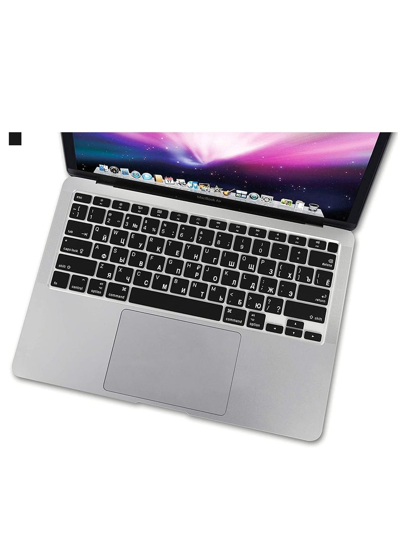 Ntech Russian/English Language Black Keyboard Silicone Cover Skin Compatible MacBook Air 13" 13.3-inch (A2179,2020 Release) with Touch ID Retina Display US Version  - Image 5
