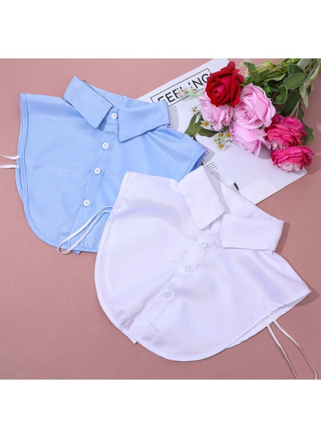 2 Pcs Detachable Fake Collar for Women, Dickey White Blue Collar Half Shirt Blouse for Daily Graduation Wear ﻿ - Image 3