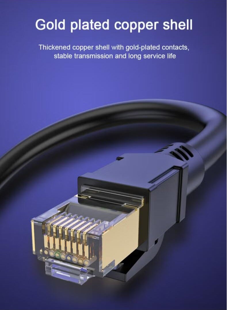 سوبر زي يوث كابل إيثرنت Cat8 عالي السرعة 40 جيجابت في الثانية 2000 ميجا هرتز RJ45 شبكة الإنترنت كابل محمي مجدول كابل LAN متوافق مع محول الألعاب PC PS5 PS4 Xbox مودم راوتر WIFI لوحة توصيل موسع 3M أسود - Image 5