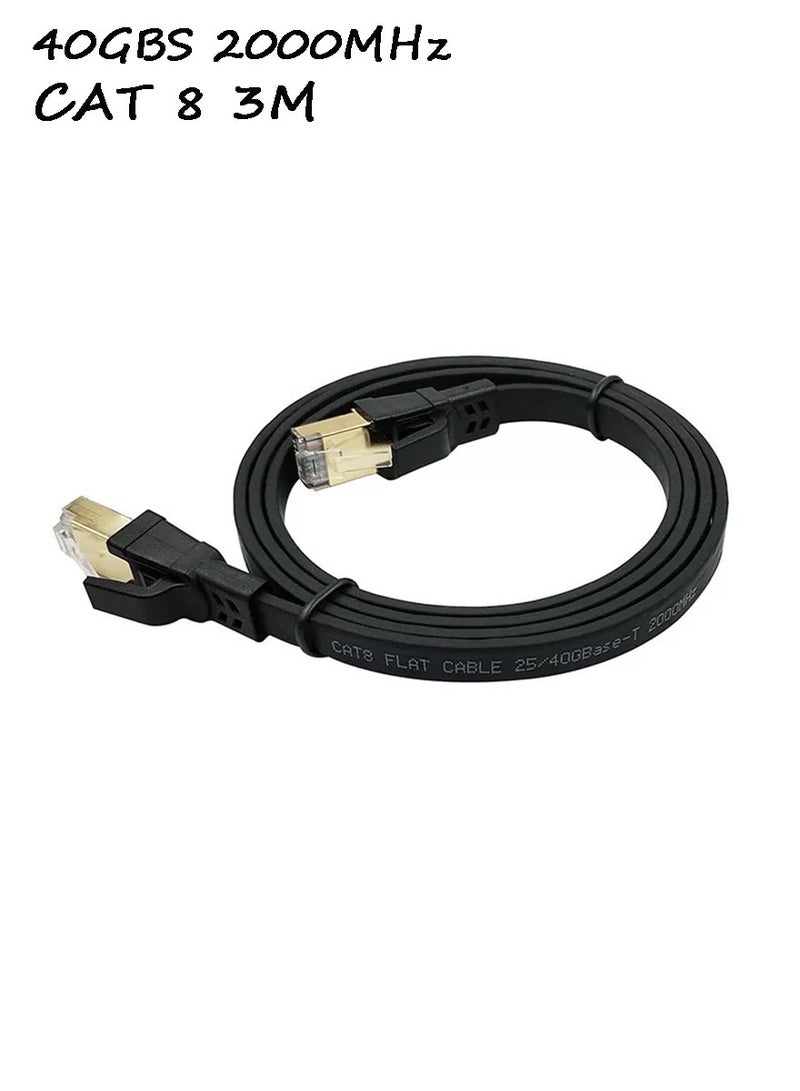 سوبر زي يوث كابل إيثرنت Cat8 عالي السرعة 40 جيجابت في الثانية 2000 ميجا هرتز RJ45 شبكة الإنترنت كابل محمي مجدول كابل LAN متوافق مع محول الألعاب PC PS5 PS4 Xbox مودم راوتر WIFI لوحة توصيل موسع 3M أسود - Image 1