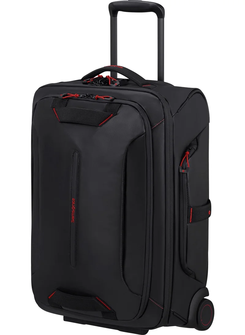 Ecodiver Wheeled Duffle Bag 55 cm / 20 inch, Black|Reflective Pattern|TSA Lock|ID Tag|Spacious Interior|Water Repellent Material|Recyclex Material Technology - 5 Years International Warranty