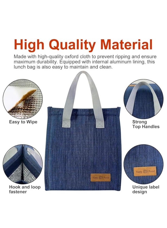 Arabest Lunch Bag, Insulated Lunch Bag for Women Men Kids, Reusable Insulated Lunch Bag, Leakproof Simple Bento Lunch Tote, Lunch Bag Insulated, for Office, Work, School, Picnic or Travel (Blue)  - Image 3