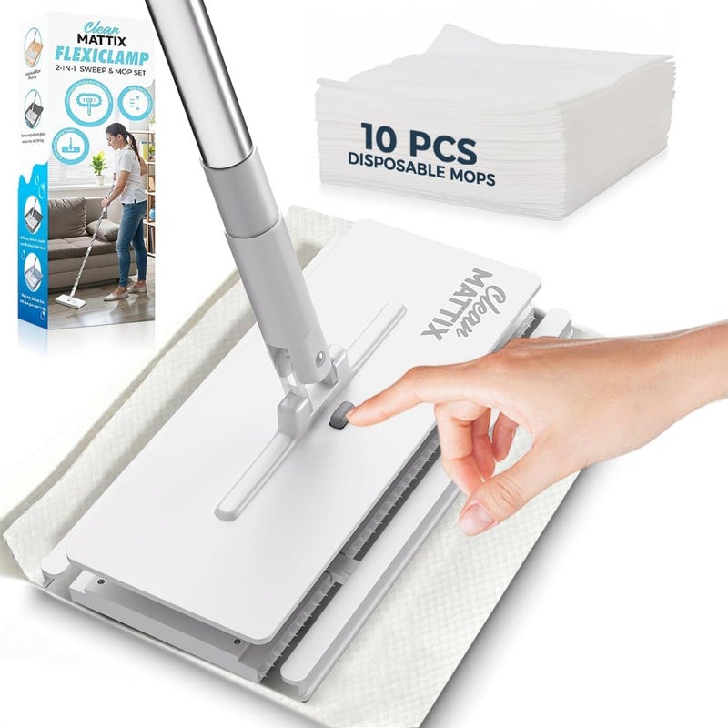 CleanMattix FlexiClamp Floor Mop for Home and Kitchen – Cleaning Supplies and Tools for Floor Cleaning, Household & Apartment Essentials, Durable Mop for Hardwood, Tile & Laminate Floors - Image 1