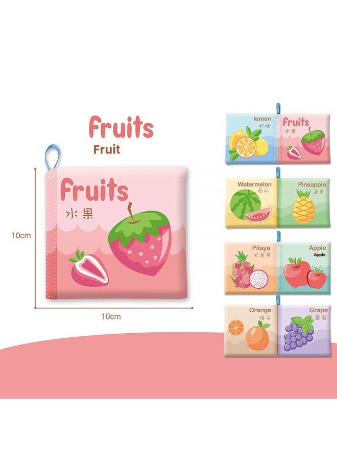 Toy Baby Baby Cloth Book Ring Paper Tear Not To Rip Three-dimensional Cloth Book Children's Early Education Cognitive Bite Book 0-1 Years Old-Color:Fruit Cloth Book Contains Ring Paper Bb Device (opp Bag)  - Image 1