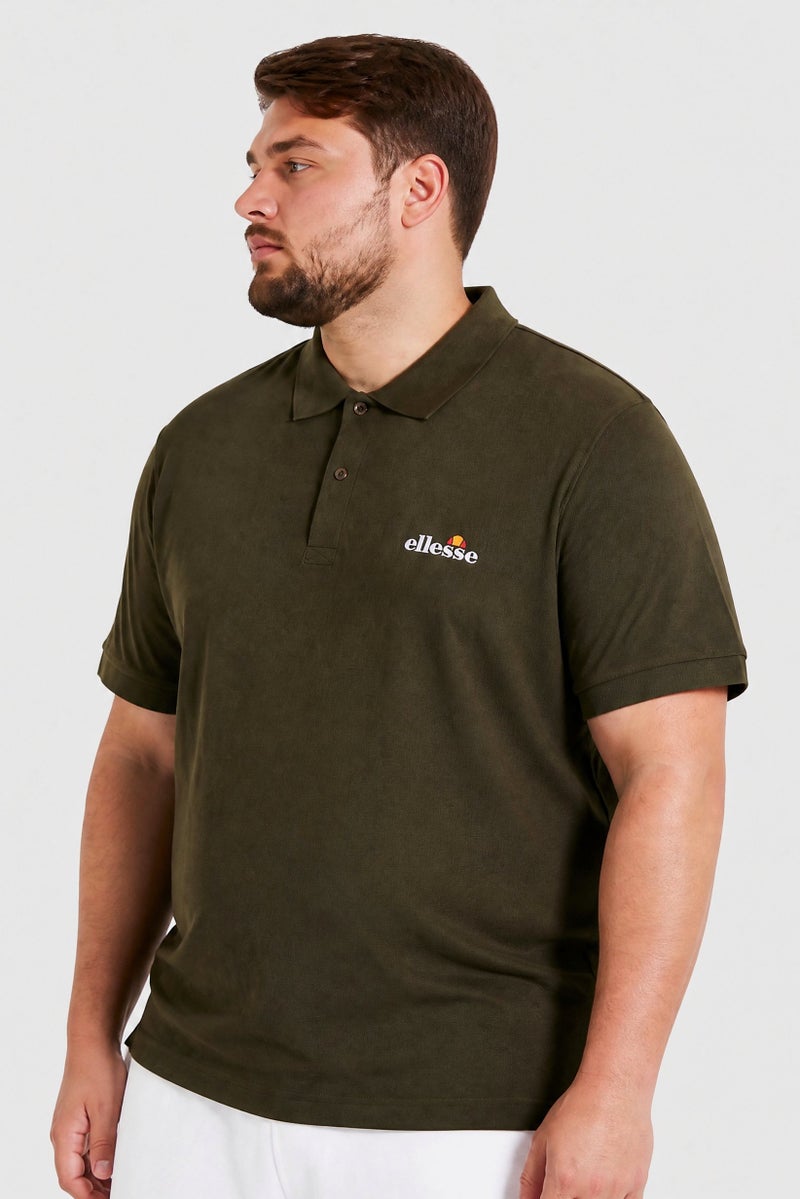 Ellesse Men Regular Fit Solid Short Sleeve Polo Shirt, Olive - Image 3