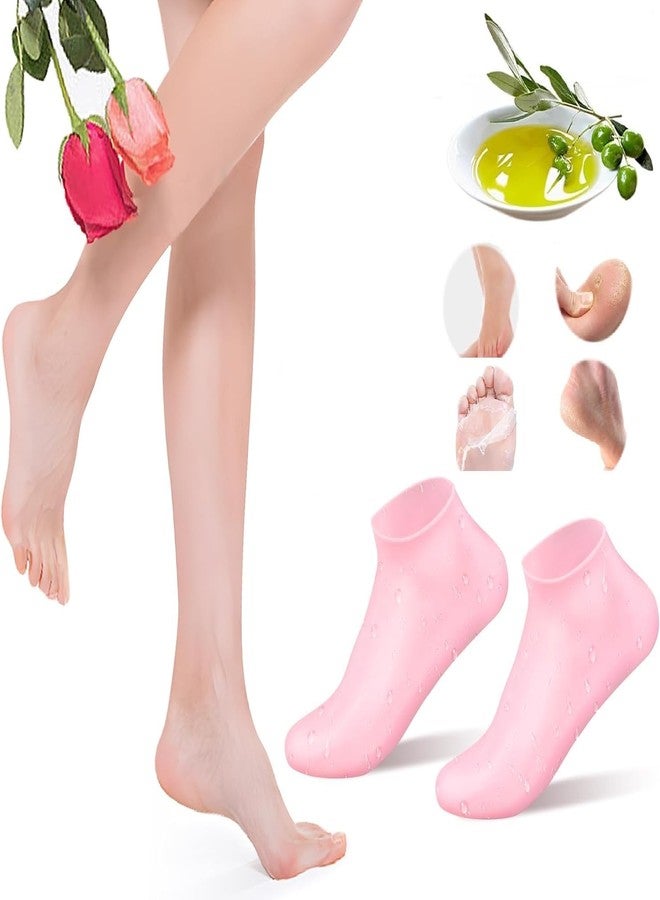 Padchaaya Padchaay Silicone Moisturizing Gel Socks Set for dry Skin socks for women & girls for winter cracked heel pain | Usefull for Dry Skin, Cracked Foot | Waterproof socks for (1 Pair) (Pink) - Image 1