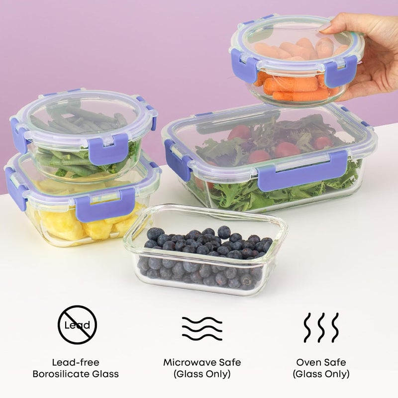 JoyJolt 24pc Borosilicate Glass Storage Containers with Lids. 12 Airtight, Freezer Safe Food Storage Containers, Pantry Kitchen Storage Containers, Glass Meal Prep Container for Lunch - Image 5