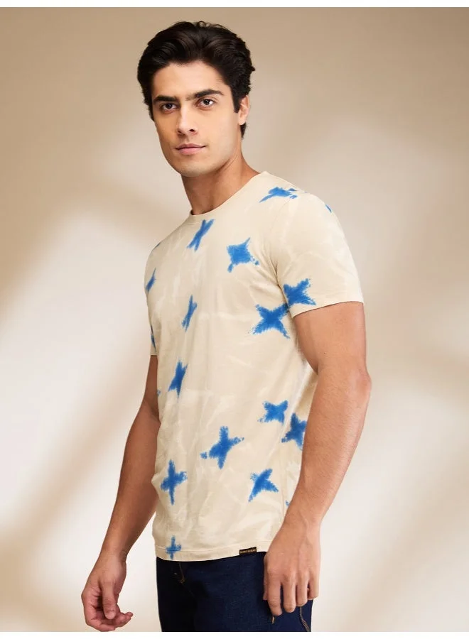 بيينغ هيومان Mens Oat Milk Round Neck Short Sleeve T-Shirt