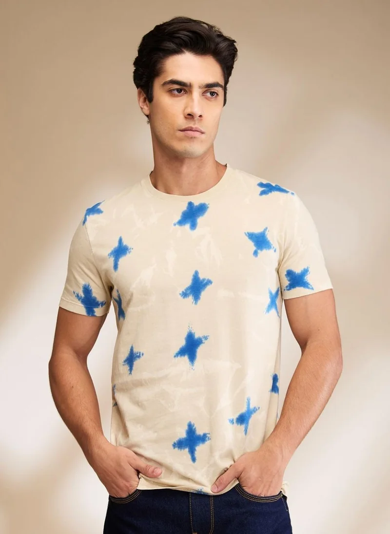 بيينغ هيومان Men Conversational Printed Round Neck Cotton T-shirt