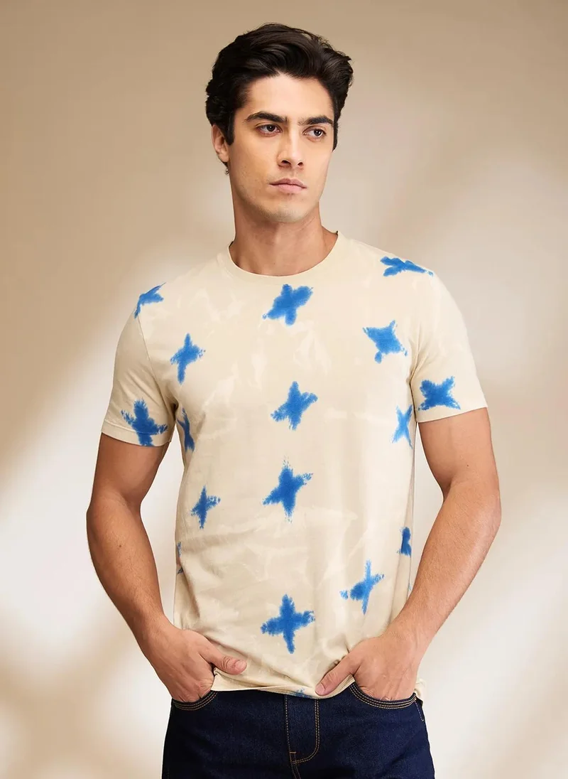 Being Human Men Conversational Printed Round Neck Cotton T-shirt
