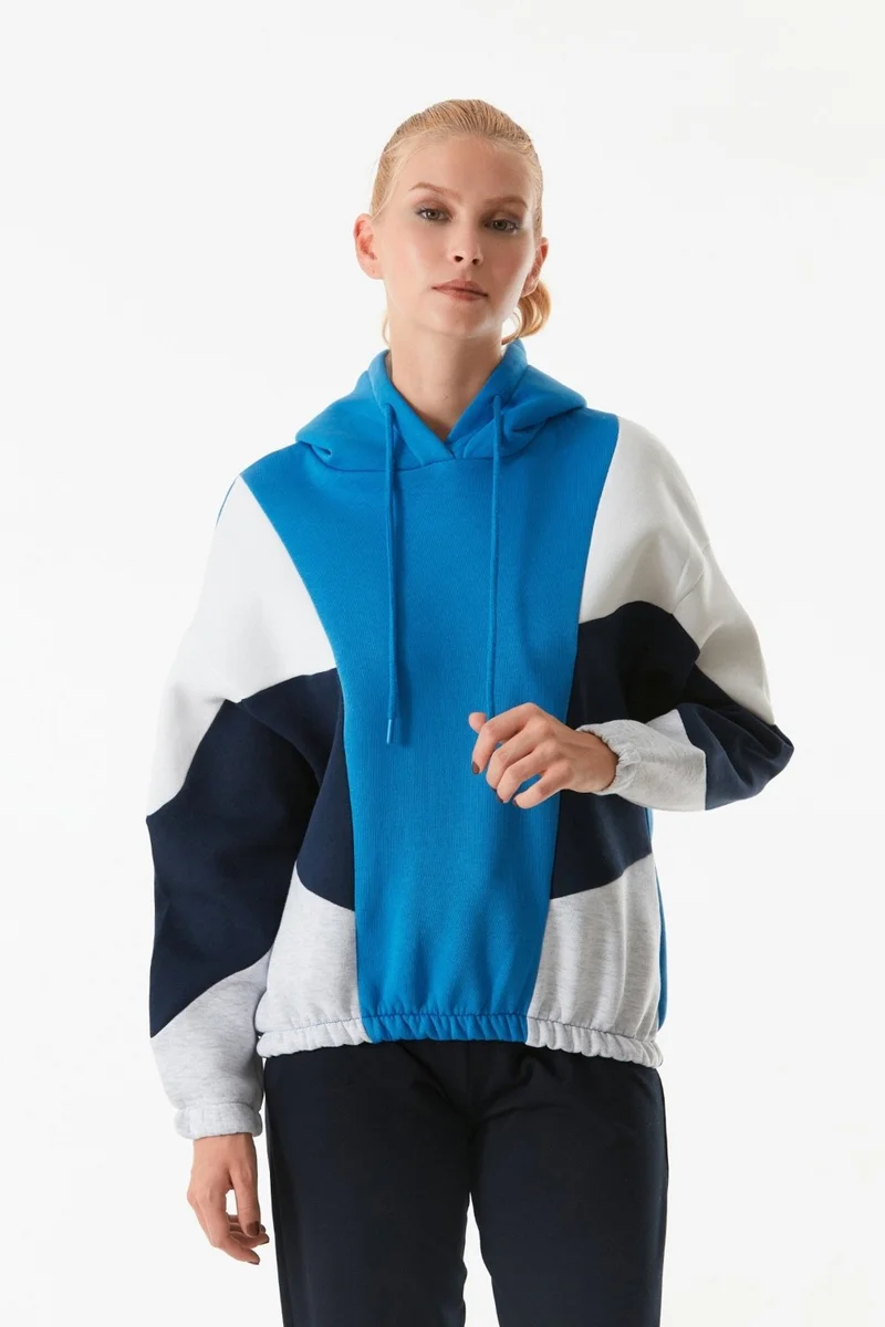 فولامودا Color Block Elastic Waist Hooded Sweatshirt