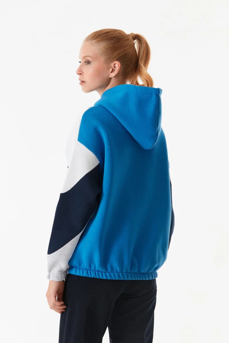 فولامودا Color Block Elastic Waist Hooded Sweatshirt