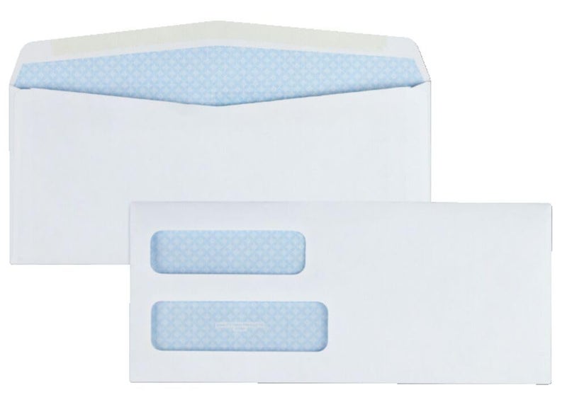 Quality Park 10 Double Window Envelope Regular Gum 500 Envelopes 24550 White Wove