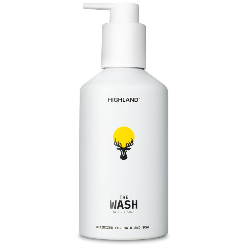 Highland: The Wash. Your new hair and scalp optimized shampoo alternative. Hydrating, balancing, nourishing & strengthening. Crafted with botanical ingredients. - Image 1