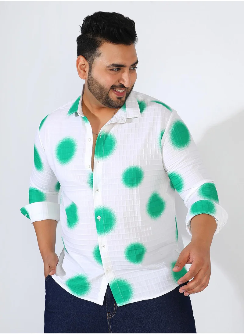 Instafab Plus Men's Chalk White:Emerald Green Spraypaint Shirt