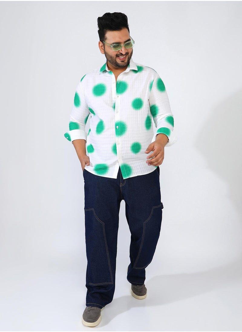 Men's Chalk White:Emerald Green Spraypaint Shirt - pzsku/Z6519DE43C538122747A0Z/45/_/1731924223/eba9ac52-254e-4994-aefc-fe137e61ff68