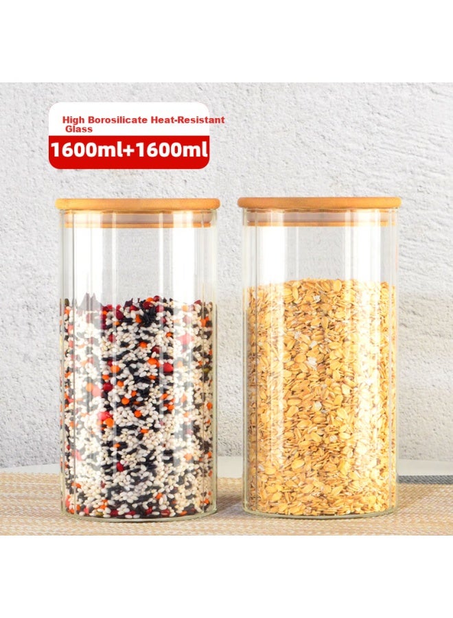 Scybe Glass Sealed Jar Storage Jar Milk Tea Jar Snack Storage Box Moisture-proof Loson Loson 1.6l 2pcs - Image 1