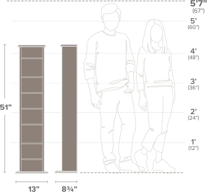 Prepac Narrow Cabinet Media, Slim Multimedia Storage Tower, Black - Image 2