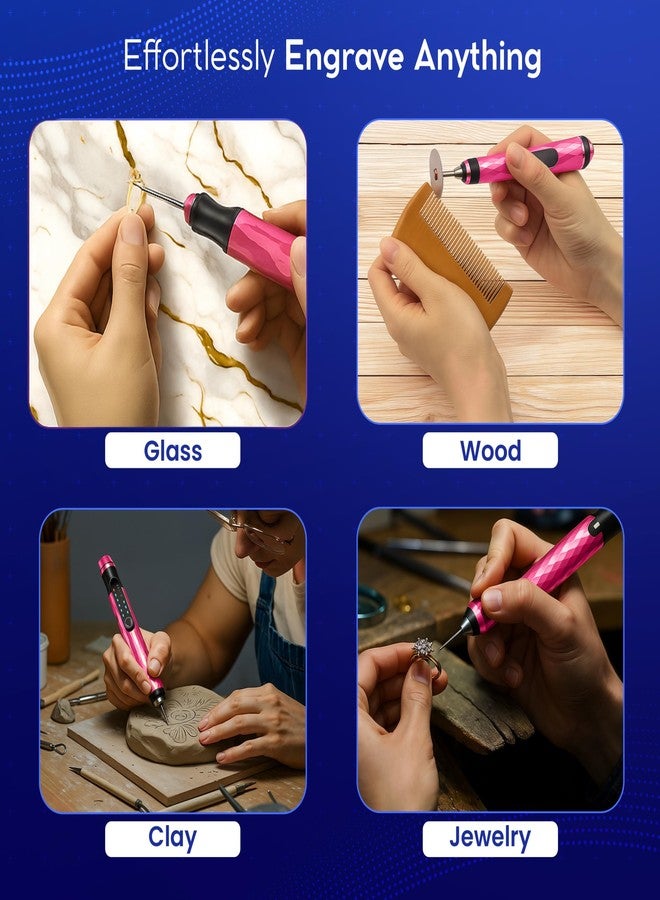 ELK قلم النقش ELK المخصص لجميع المواد - 2025 ترقية عزم الدوران - قابل لإعادة الشحن، لاسلكي وسهل للمبتدئين - نقش أكثر من 50 سطح - للمبتكرين والفنانين - 30+ بت وأدوات متضمنة - وردي - Image 5
