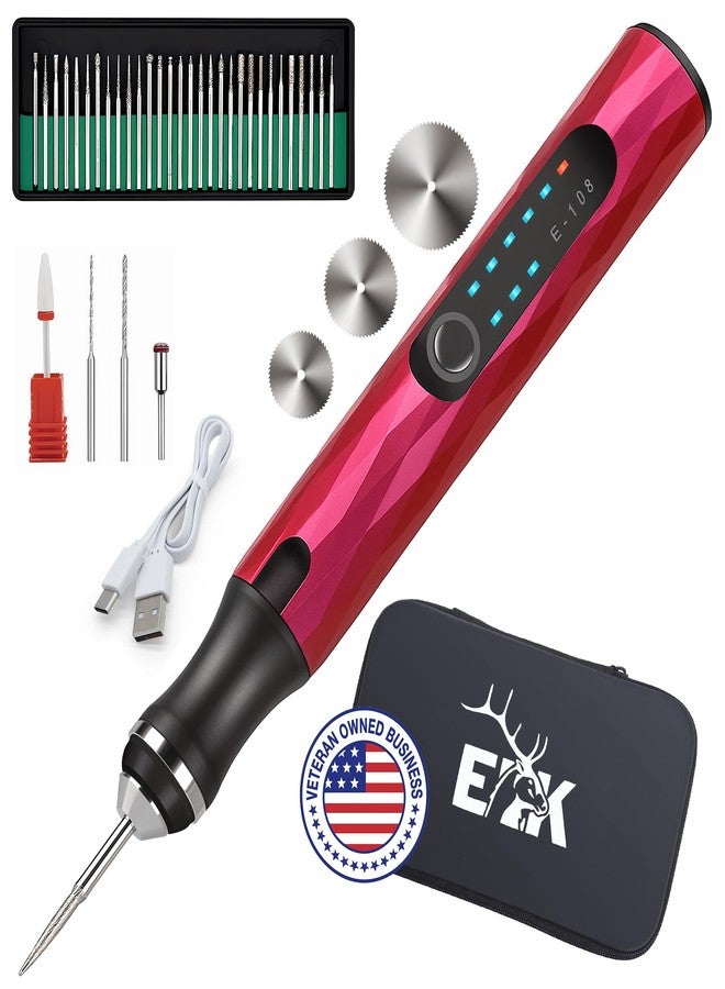 ELK قلم النقش ELK المخصص لجميع المواد - 2025 ترقية عزم الدوران - قابل لإعادة الشحن، لاسلكي وسهل للمبتدئين - نقش أكثر من 50 سطح - للمبتكرين والفنانين - 30+ بت وأدوات متضمنة - وردي - Image 1