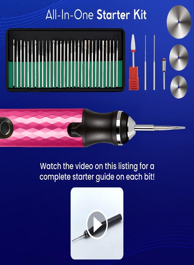 ELK قلم النقش ELK المخصص لجميع المواد - 2025 ترقية عزم الدوران - قابل لإعادة الشحن، لاسلكي وسهل للمبتدئين - نقش أكثر من 50 سطح - للمبتكرين والفنانين - 30+ بت وأدوات متضمنة - وردي - Image 4