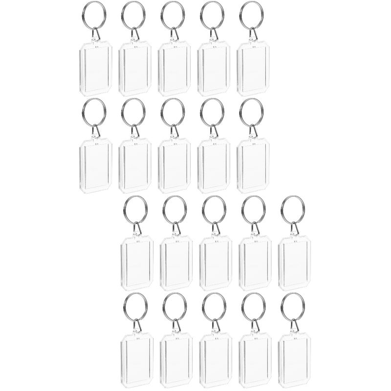 20 pcs Clear Keyring Blank Photo Picture Frame Keychain DIY Keyring Supply - Image 1