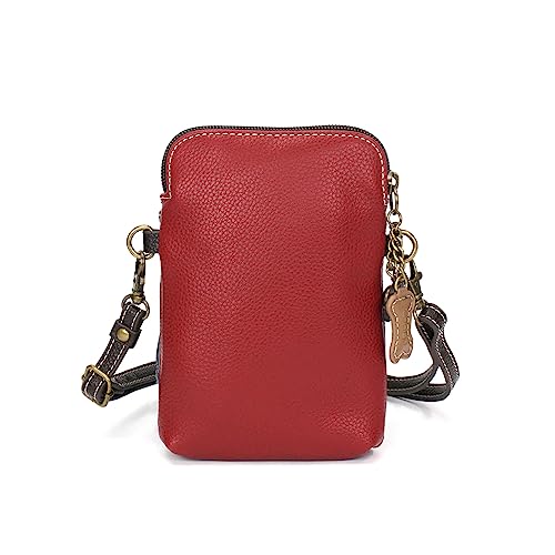 CHALA Dog Collection Cell Phone Crossbody Purse-Women PU Leather/Canvas Multicolor Handbag with Adjustable Strap - Chihuahua - burgundy - Image 3
