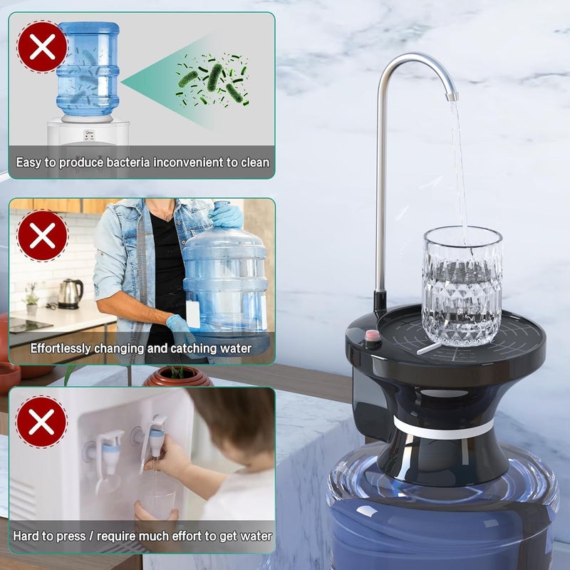 QIQU USB Rechargeable Automatic Water Dispenser Pump - for 1 to 5 Gallon Jugs, Hands-Free Electric Water Bottle Pump for Home, Office, Kitchen & Camping - Image 3