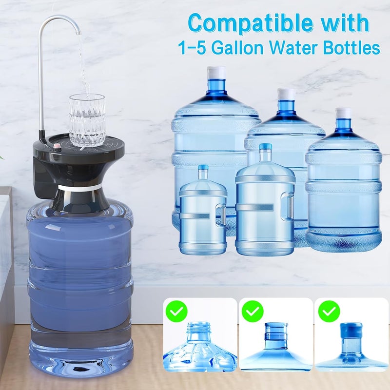 QIQU USB Rechargeable Automatic Water Dispenser Pump - for 1 to 5 Gallon Jugs, Hands-Free Electric Water Bottle Pump for Home, Office, Kitchen & Camping - Image 4