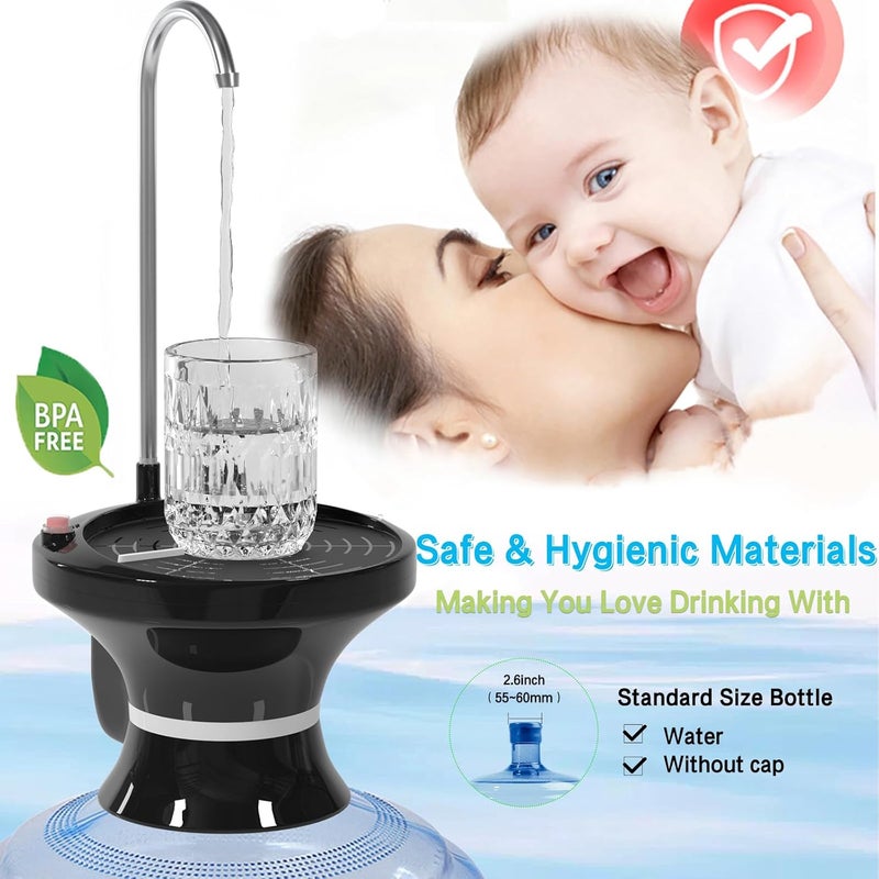 QIQU USB Rechargeable Automatic Water Dispenser Pump - for 1 to 5 Gallon Jugs, Hands-Free Electric Water Bottle Pump for Home, Office, Kitchen & Camping - Image 2