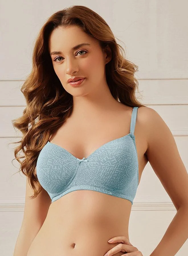 كلوفيا Power Blue Geometric Print Padded Multiway T-shirt Bra