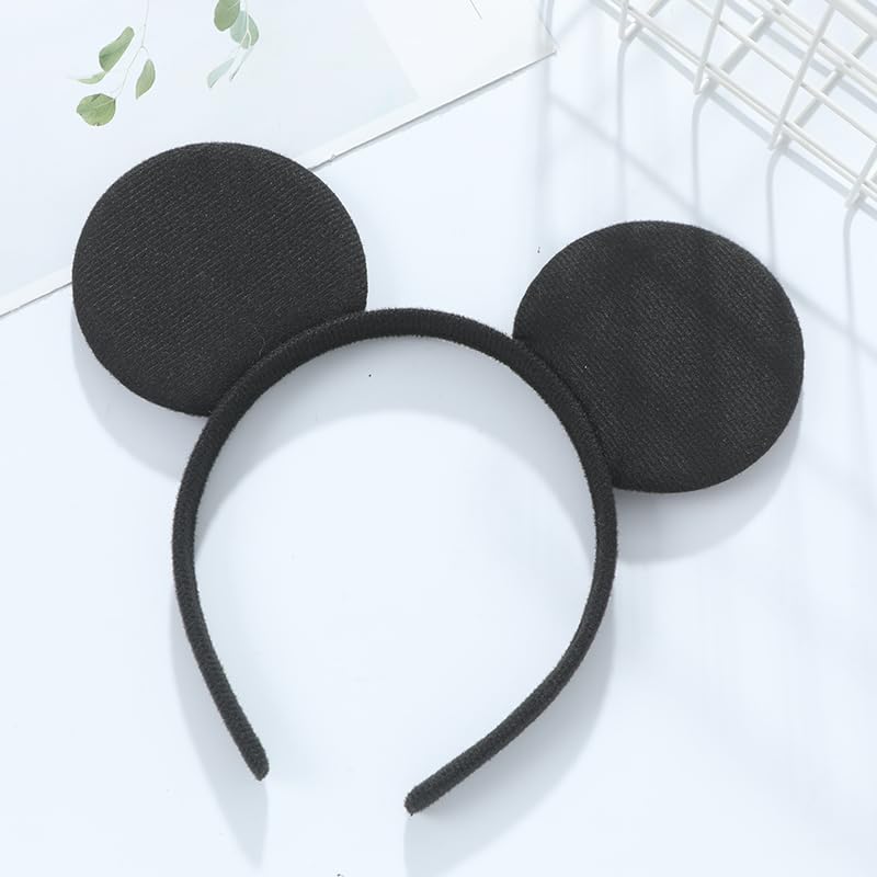 winvin Set of 24 Mouse Costume Deluxe Fabric Ears Headband White Polka Dots Bow Boys Girls Birthday Party Hairs Accessories Baby Shower Headwear Halloween Party Favors Decorations (Blue) - Image 5