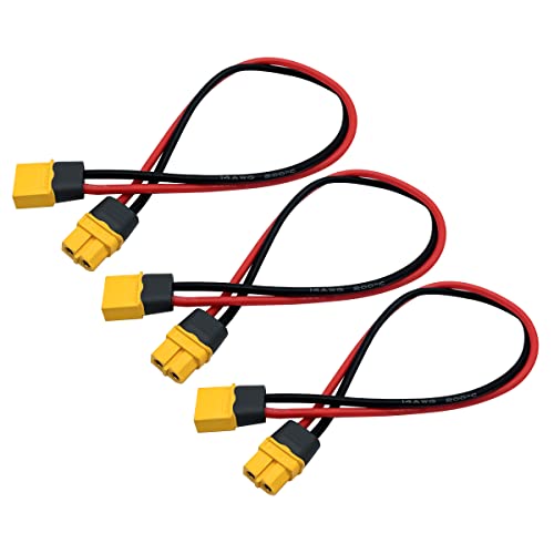 FLY RC 3PCS XT60H Plug Extension Cable XT60H Plug Male Connector to XT60H Plug Female Connector Wire Adapter with 11.8inch 14awg Silicone Wire - Image 1