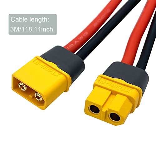 FLY RC 3PCS XT60H Plug Extension Cable XT60H Plug Male Connector to XT60H Plug Female Connector Wire Adapter with 11.8inch 14awg Silicone Wire - Image 5