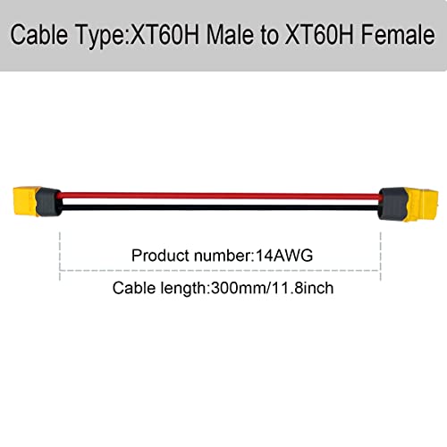 FLY RC 3PCS XT60H Plug Extension Cable XT60H Plug Male Connector to XT60H Plug Female Connector Wire Adapter with 11.8inch 14awg Silicone Wire - Image 4