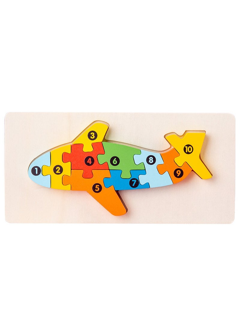 Children's Wooden Airplane Puzzle, Educational Learning Toy (Size 20.5*10.6*1.5CM) - Image 1