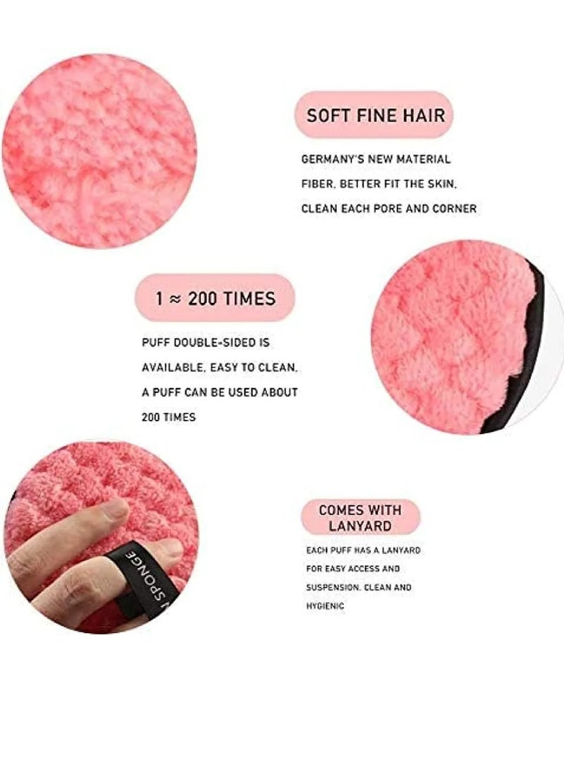 وسادات لإزالة المكياج، 3 قطع منتفخة لتنظيف الوجه قابلة لإعادة الاستخدام وقابلة للغسل، وسادات إزالة ناعمة من الألياف الدقيقة على الوجهين خالية من المواد الكيميائية - فو - Image 2