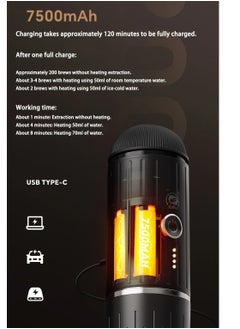 i cafilas Portable Coffee Maker,Portable Espresso Coffee Machine 19Bar Car Coffee Machine With Battery Fit For Capsule &Ground Coffee For Car,Travel,Office,Camping,Black  - Image 4