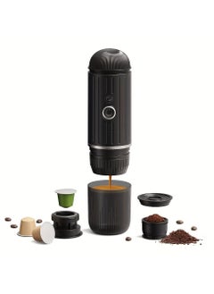 i cafilas Portable Coffee Maker,Portable Espresso Coffee Machine 19Bar Car Coffee Machine With Battery Fit For Capsule &Ground Coffee For Car,Travel,Office,Camping,Black  - Image 1