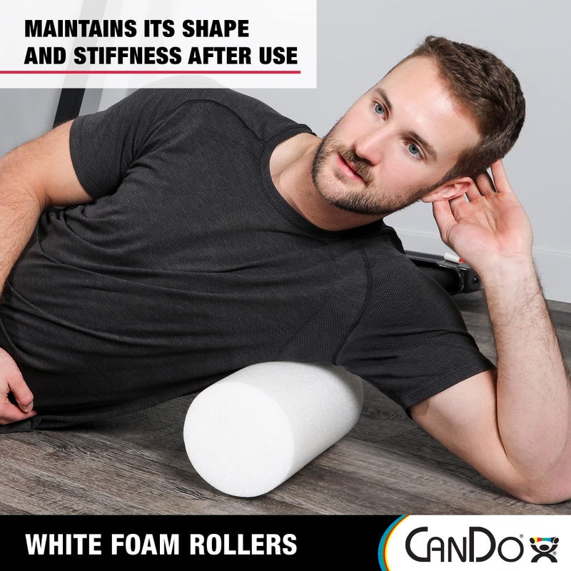 CanDo White PE Foam Rollers for Exercise, Finess, Muscle Restoration, Massage Therapy, Sport Recovery and Physical Therapy for Home, Clinics, Professional Therapy Round 4" x 36" - Image 5