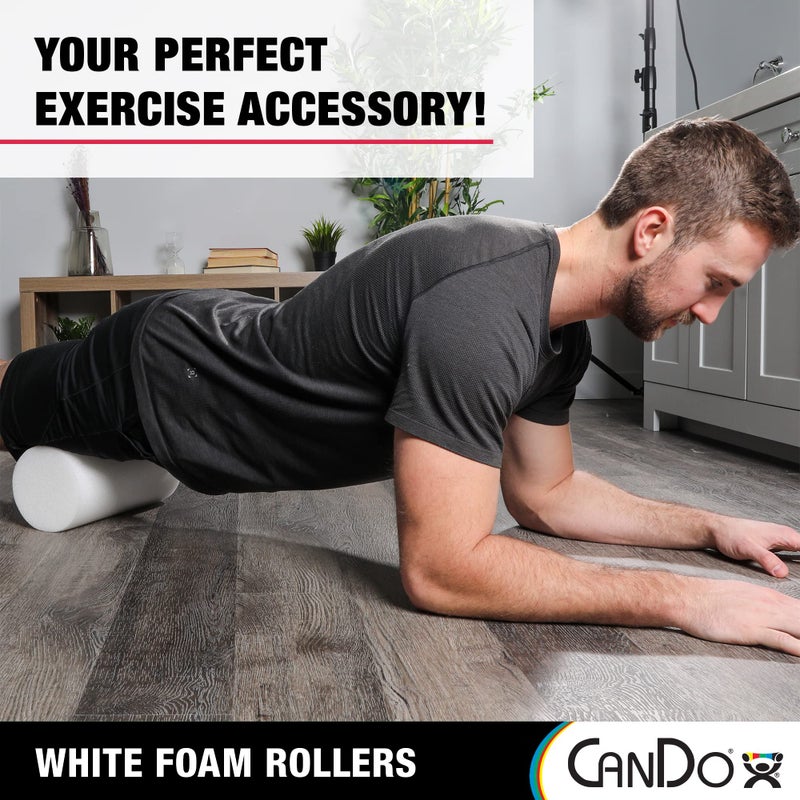 CanDo White PE Foam Rollers for Exercise, Finess, Muscle Restoration, Massage Therapy, Sport Recovery and Physical Therapy for Home, Clinics, Professional Therapy Round 4" x 36" - Image 3