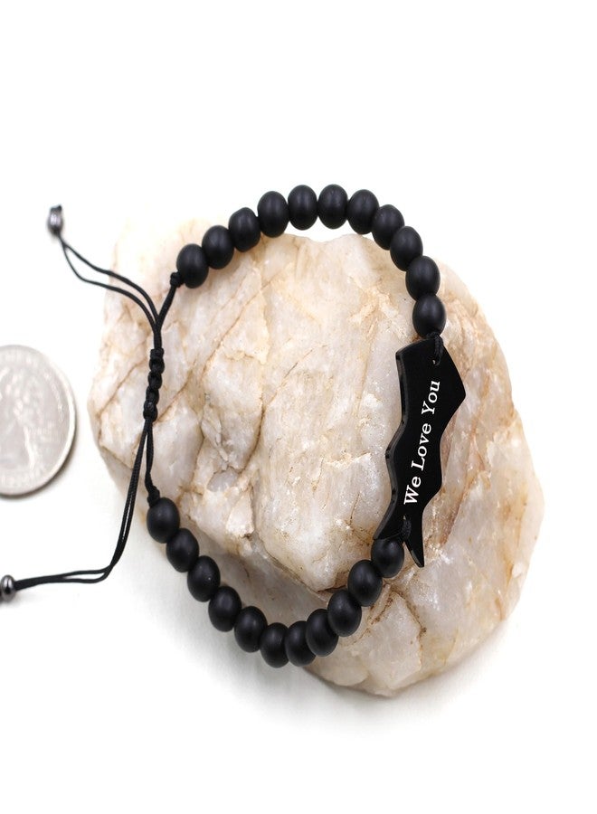 Uloveido 3pcs Matching Puzzle Mom Dad We Love You Heart Bracelets Set for 3 - Handmade Adjustable White Turquoise Black Agate Family Relationship Bracelets for Dad Mom Daughter Son Y4124 - Image 4