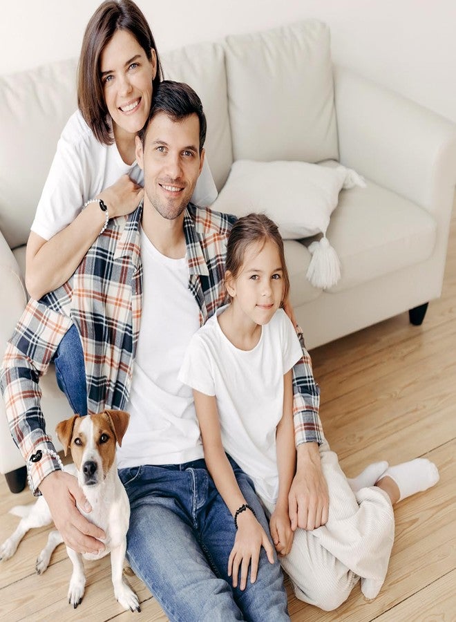 Uloveido 3pcs Matching Puzzle Mom Dad We Love You Heart Bracelets Set for 3 - Handmade Adjustable White Turquoise Black Agate Family Relationship Bracelets for Dad Mom Daughter Son Y4124 - Image 2