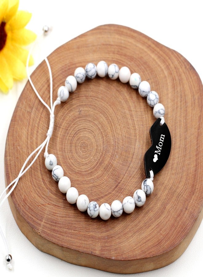 Uloveido 3pcs Matching Puzzle Mom Dad We Love You Heart Bracelets Set for 3 - Handmade Adjustable White Turquoise Black Agate Family Relationship Bracelets for Dad Mom Daughter Son Y4124 - Image 5