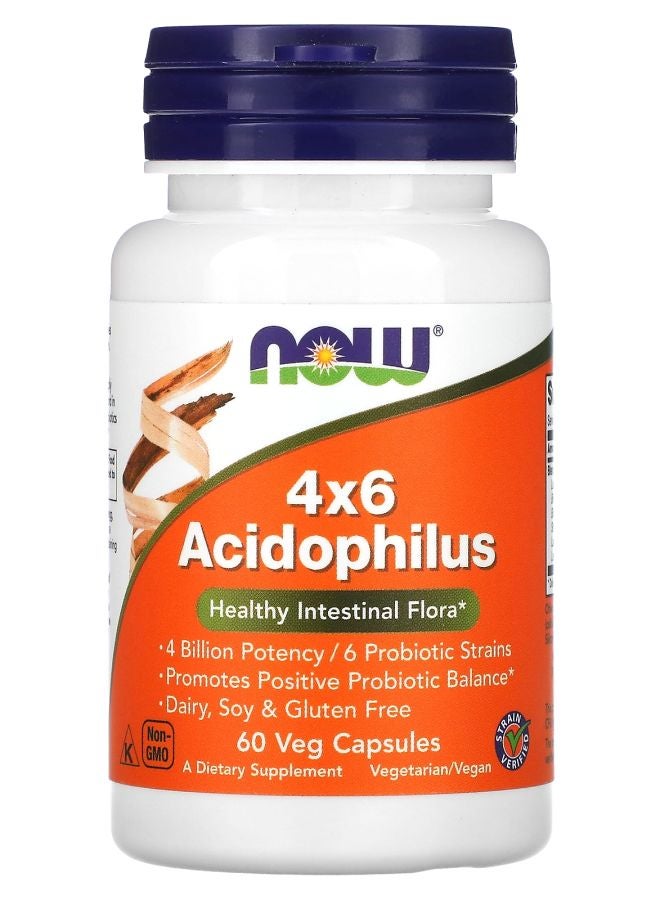 now 4x6 Acidophilus 60 Veg Capsules