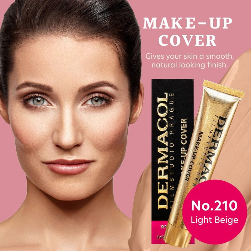 Dermacol Make Up Cover Full Coverage Foundation 30g Shade 210 – Waterproof Long-Lasting Makeup Cream SPF30, Lightweight & Hypoallergenic, Conceals Tattoos, Acne, Scars, Spots & Dark Circles - Image 1
