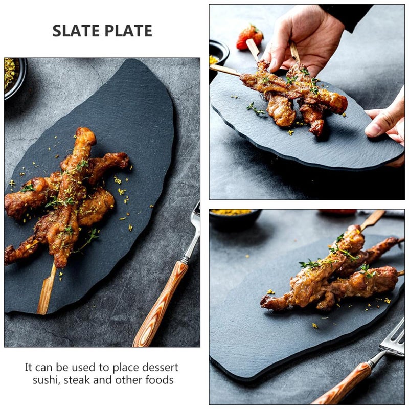 حجر صخرة ورقة سوشي حلوى طبق 28x14 سم طبق تقديم مطبخ متعدد الأغراض - Image 4