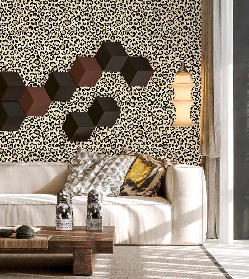 Naphite Leopard Wallpaper Cheetah Print Self Adhesive Wallpaper 78.7inL17.3inW Vintage Contact Paper for Cabinets Liners Waterproof Bathroom Funky Room Decor Removable Brown Cheetah Contact Paper - Image 4