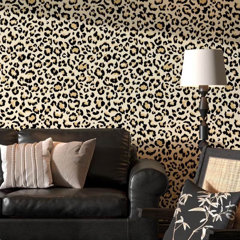 Naphite Leopard Wallpaper Cheetah Print Self Adhesive Wallpaper 78.7inL17.3inW Vintage Contact Paper for Cabinets Liners Waterproof Bathroom Funky Room Decor Removable Brown Cheetah Contact Paper - Image 1