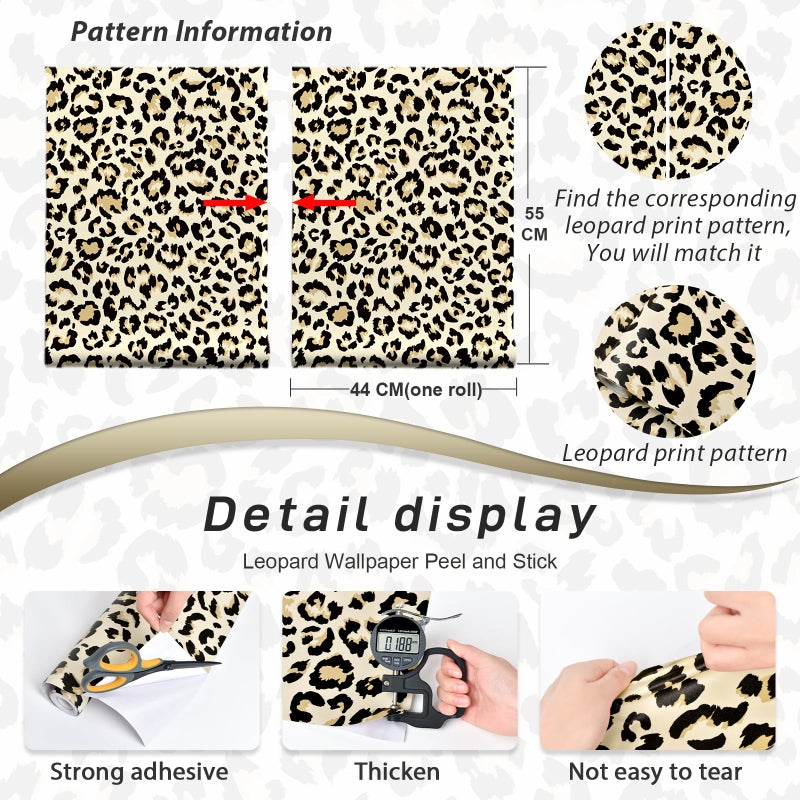 Naphite Leopard Wallpaper Cheetah Print Self Adhesive Wallpaper 78.7inL17.3inW Vintage Contact Paper for Cabinets Liners Waterproof Bathroom Funky Room Decor Removable Brown Cheetah Contact Paper - Image 5
